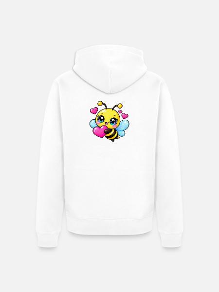 Bienenherz-Zärtlichkeit - Unisex Premium Bio Zip Hoodie - Weiß