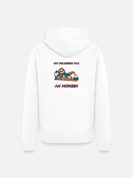 Ich delegiere das an morgen - Unisex Premium Bio Zip Hoodie - Weiß