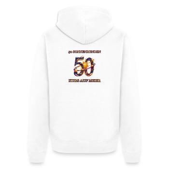 50 Sonnenrunden – Kurs auf mehr - Unisex Premium Bio Zip Hoodie - Weiß - Hinten - Thijin (182cm)