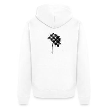Graustufenblüte im Halbton-Bipmap-Effekt - Unisex Premium Bio Zip Hoodie - Weiß - Hinten - Thijin (182cm)