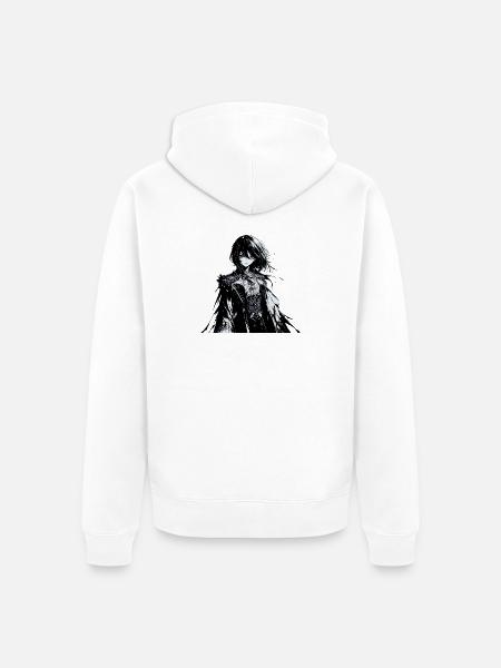 Gothic Manga Schattenheldin - Unisex Premium Bio Zip Hoodie - Weiß