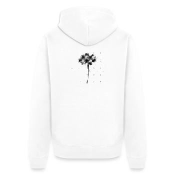 Graustufenblüte im Halbton-Bipmap-Effekt - Unisex Premium Bio Zip Hoodie - Weiß - Hinten - Thijin (182cm)