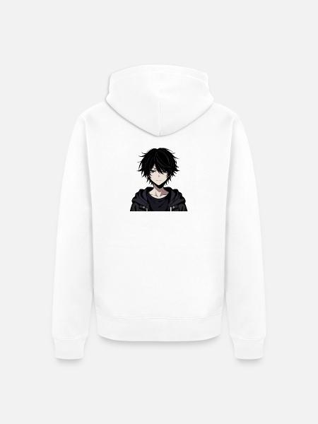 Schwarzer Schattenjunge Hoodie - Unisex Premium Bio Zip Hoodie - Weiß