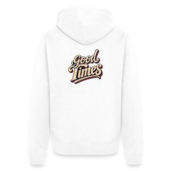 Good Times Retro Script - Unisex Premium Bio Zip Hoodie - Weiß - Hinten - Thijin (182cm)