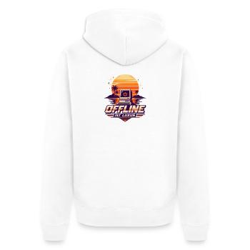 Offline ist Luxus Retro Computer - Unisex Premium Bio Zip Hoodie - Weiß - Hinten - Thijin (182cm)
