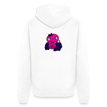 Pinker Spinnenfreundin mit Netzmuster - Unisex Premium Bio Zip Hoodie - Weiß - Hinten - Thijin (182cm)