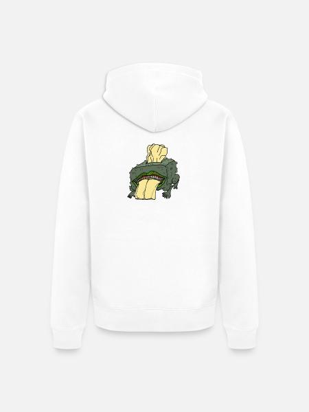 Frosch-Tissue Box Monster-Maskottchen - Unisex Premium Bio Zip Hoodie - Weiß