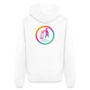 Zeichen setzen Gegen Rechts. Gegen Nazis. - Unisex Premium Bio Zip Hoodie - Weiß - Hinten - Thijin (182cm)