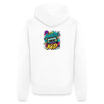 Analog Kid Retro - Unisex Premium Bio Zip Hoodie - Weiß - Hinten - Thijin (182cm)