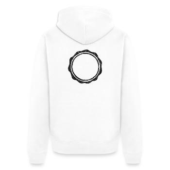 Vintage-runde Gummistempel-Schablone - Unisex Premium Bio Zip Hoodie - Weiß - Hinten - Thijin (182cm)