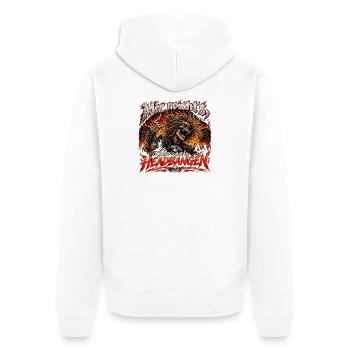 Mir reicht's, ich geh headbangen - Unisex Premium Bio Zip Hoodie - Weiß - Hinten - Thijin (182cm)