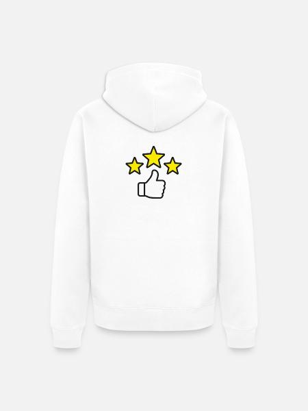 Top-bewertetes Daumen-hoch-Sterne-Liniensymbol - Unisex Premium Bio Zip Hoodie - Weiß