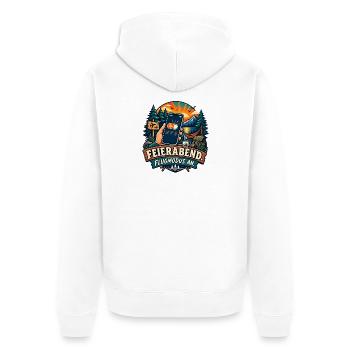 Feierabend – Flugmodus an - Unisex Premium Bio Zip Hoodie - Weiß - Hinten - Thijin (182cm)