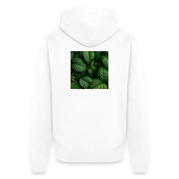 Smaragdgrüne Taublätter - Unisex Premium Bio Zip Hoodie - Weiß - Hinten - Thijin (182cm)