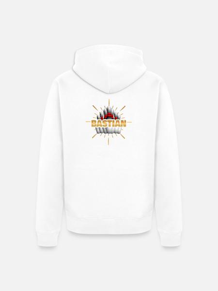 Bastian als Kegelchampion - Unisex Premium Bio Zip Hoodie - Weiß