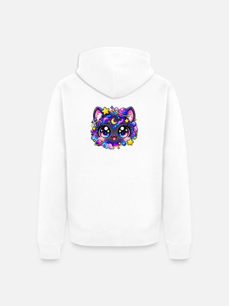 Sternenpastell-Galaktische Katze - Unisex Premium Bio Zip Hoodie - Weiß