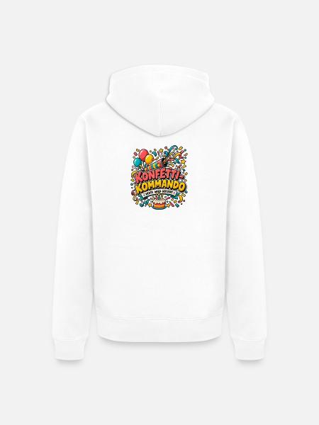 Konfetti-Kommando – Heute wird gefeiert - Unisex Premium Bio Zip Hoodie - Weiß
