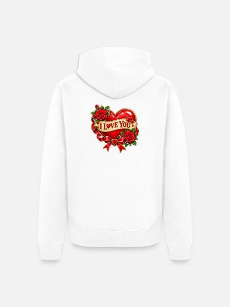 I Love You Herzbanner - Unisex Premium Bio Zip Hoodie - Weiß