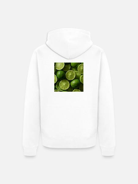 Grüne Limes im Freskomuster - Unisex Premium Bio Zip Hoodie - Weiß