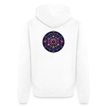 Psy Circle Kosmische Geometrie - Unisex Premium Bio Zip Hoodie - Weiß - Hinten - Thijin (182cm)