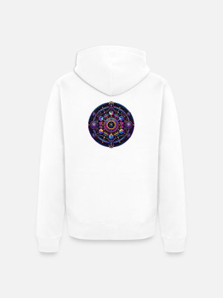 Psy Circle Kosmische Geometrie - Unisex Premium Bio Zip Hoodie - Weiß