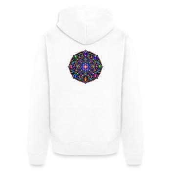 Kosmische Blume Mandala - Unisex Premium Bio Zip Hoodie - Weiß - Hinten - Thijin (182cm)