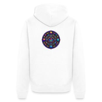 Allsehendes Kosmisches Auge - Unisex Premium Bio Zip Hoodie - Weiß - Hinten - Thijin (182cm)