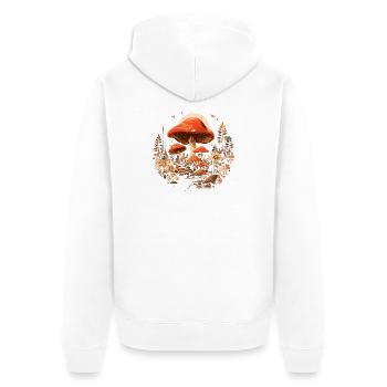Magische Pilze Waldweg Cottagecore Natur - Unisex Premium Bio Zip Hoodie - Weiß - Hinten - Thijin (182cm)