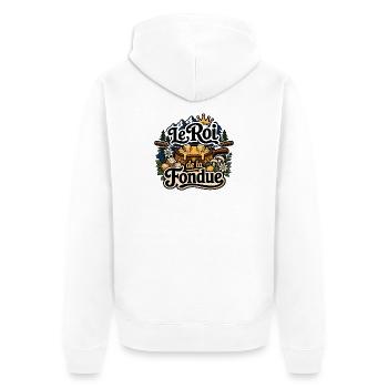 Der König von Fondue - Unisex Premium Bio Zip Hoodie - Weiß - Hinten - Thijin (182cm)