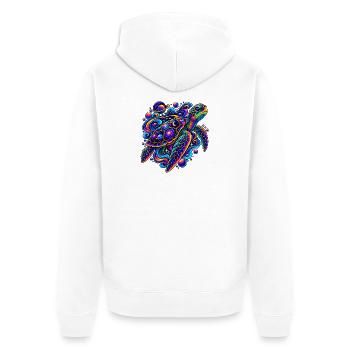 Kosmische Schildkröte auf Reisen - Unisex Premium Bio Zip Hoodie - Weiß - Hinten - Thijin (182cm)
