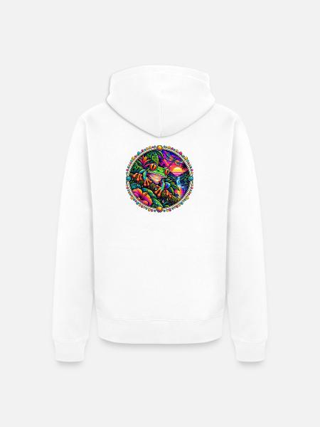 Psychedelischer Frosch Sonnenuntergang - Unisex Premium Bio Zip Hoodie - Weiß