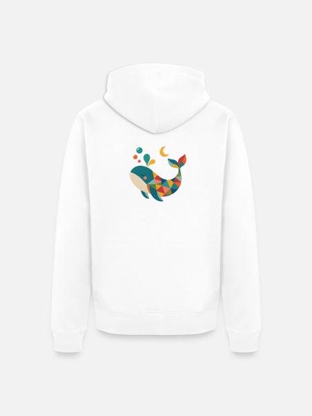 Farbiger Geometrie-Wal - Unisex Premium Bio Zip Hoodie - Weiß