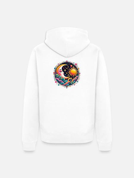 Sonne Mond Wellen Psychedelisch - Unisex Premium Bio Zip Hoodie - Weiß