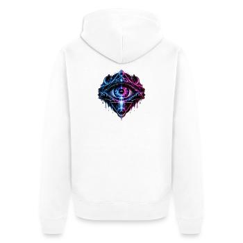 Kosmisches Auge Geometrie - Unisex Premium Bio Zip Hoodie - Weiß - Hinten - Thijin (182cm)