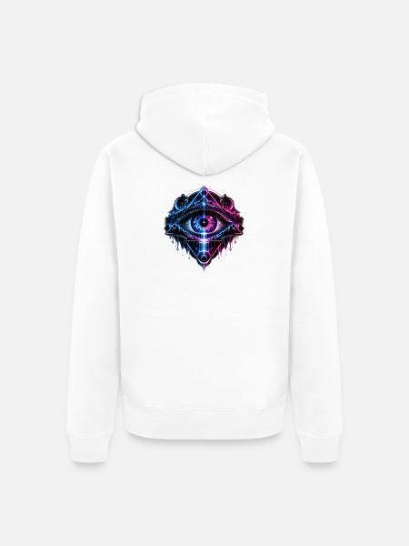 Kosmisches Auge Geometrie - Unisex Premium Bio Zip Hoodie - Weiß