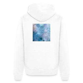Eisblaues Ozeanleuchten - Unisex Premium Bio Zip Hoodie - Weiß - Hinten - Thijin (182cm)