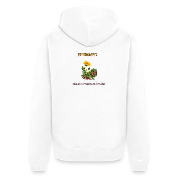 Unkraut? Charakterpflanzen. - Unisex Premium Bio Zip Hoodie - Weiß - Hinten - Thijin (182cm)