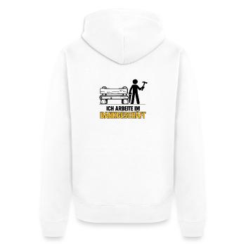 Im Bankgeschäft tätig - Unisex Premium Bio Zip Hoodie - Weiß - Hinten - Thijin (182cm)