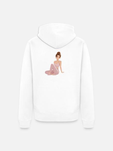 Manga_Pilates_Girl_Portrait - Unisex Premium Bio Zip Hoodie - Weiß