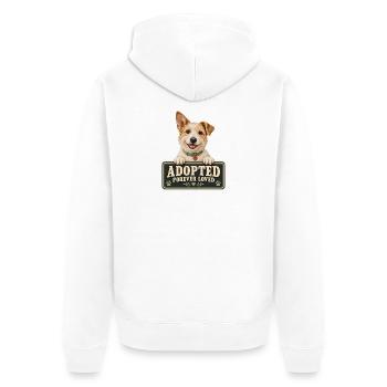 Wuschelhund Adoption – Forever Loved - Unisex Premium Bio Zip Hoodie - Weiß - Hinten - Thijin (182cm)