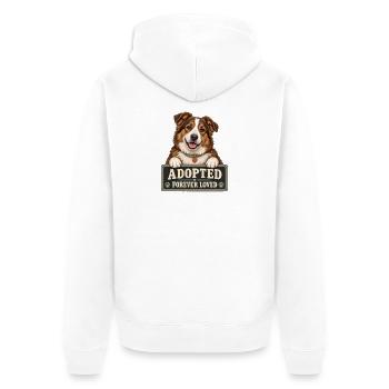Braunweißer Hund Adoption – Forever Loved - Unisex Premium Bio Zip Hoodie - Weiß - Hinten - Thijin (182cm)