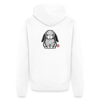 Wütender, grummeliger Hase - Unisex Premium Bio Zip Hoodie - Weiß - Hinten - Thijin (182cm)