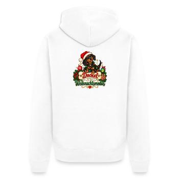 Dackel im Weihnachtsmodus - Unisex Premium Bio Zip Hoodie - Weiß - Hinten - Thijin (182cm)