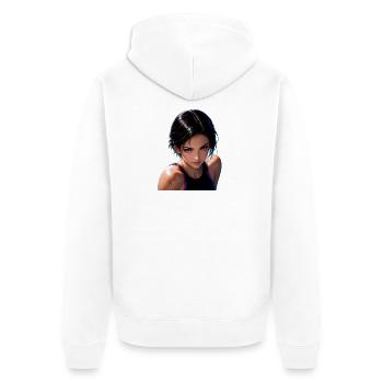 Girl Manga Fitness-Schwimmerin - Unisex Premium Bio Zip Hoodie - Weiß - Hinten - Thijin (182cm)