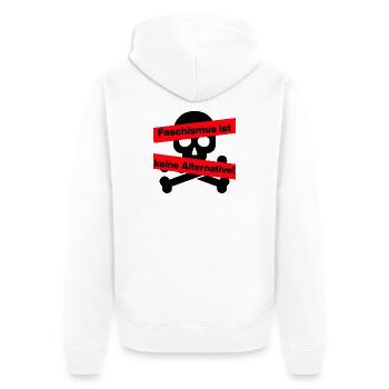 FASCHISMUS IST KEINE ALTERNATIVE. NIE WIEDER - Unisex Premium Bio Zip Hoodie - Weiß - Hinten - Thijin (182cm)