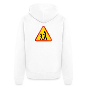 Warnschild – Smartphone-Nutzer - Unisex Premium Bio Zip Hoodie - Weiß - Hinten - Thijin (182cm)