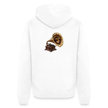 Antikes Grammophon - Unisex Premium Bio Zip Hoodie - Weiß - Hinten - Thijin (182cm)