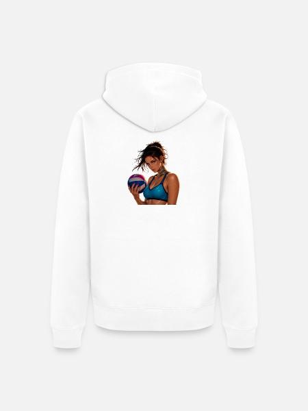Manga Beachvolleyball-Mädchen - Unisex Premium Bio Zip Hoodie - Weiß