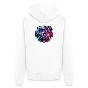 Kosmischer Wellenreiter – Surfen im All - Unisex Premium Bio Zip Hoodie - Weiß - Hinten - Thijin (182cm)