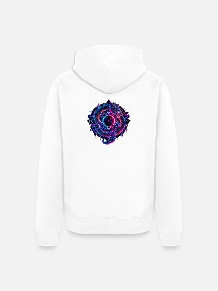 Kosmischer Drache – Mystisches Fantasy Wesen - Unisex Premium Bio Zip Hoodie - Weiß